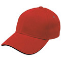 Adults Unisex Brushed Cotton Sandwich Peak Cap - 4289 | Red.Black