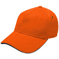 Adults Unisex Brushed Cotton Sandwich Peak Cap - 4289 | Orange.Navy