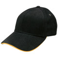 Adults Unisex Brushed Cotton Sandwich Peak Cap - 4289 | Black.Gold