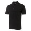 Mens Polycotton Short Sleeve Pocket Polo Shirt - 210P | Black
