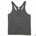 Mens Cotton T-Back Fitness Top Singlet - T407HC | Charcoal Marle