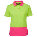 Ladies Hi Vis UPF50+ Short Sleeves Polo - 6LHCP | Lime.Pink