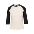 Womens Basic Blank Raglan Style Tee 3/4 Sleeve - T231RL | Bone.Black