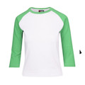 Womens Basic Blank Raglan Style Tee 3/4 Sleeve - T231RL | White.Emerald