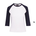 Womens Basic Blank Raglan Style Tee 3/4 Sleeve - T231RL | White.Navy