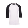 Mens Raglan Tee Shirt 3/4 Sleeve - T343RG | White.Black