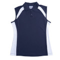 Ladies Sleeveless Polo T-Shirt - CP0931 | Navy.White