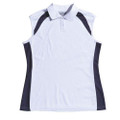 Ladies Sleeveless Polo T-Shirt - CP0931 | White.Navy