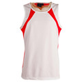 Mens Athletic Sports Cooldry Singlet - TS73 | White.Red
