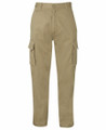 Adult Mens Mercerised Cotton Drill Work Wear Cargo Trousers - 6MP | Khaki
