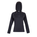 Ladies Plain Heather Half Hood Long Sleeve T-Shirt - F393LD | Black