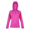 Ladies Plain Heather Half Hood Long Sleeve T-Shirt - F393LD | Hot Pink Heather