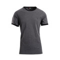 Mens Slim Fit Retro Ringer-Style Plain T-Shirts - T525RN | Dark Marl.Black