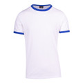 Mens Slim Fit Retro Ringer-Style Plain T-Shirts - T525RN | White.Royal