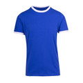 Mens Slim Fit Retro Ringer-Style Plain T-Shirts - T525RN | Royal.White