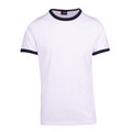 Mens Slim Fit Retro Ringer-Style Plain T-Shirts - T525RN | White.Navy