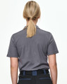 Polo with Stitch Style Shoulder Paneling in steel grey, back view
