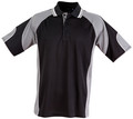 Mens CoolDry Contrast Short Sleeve Polo - PS61 | Black.Ash