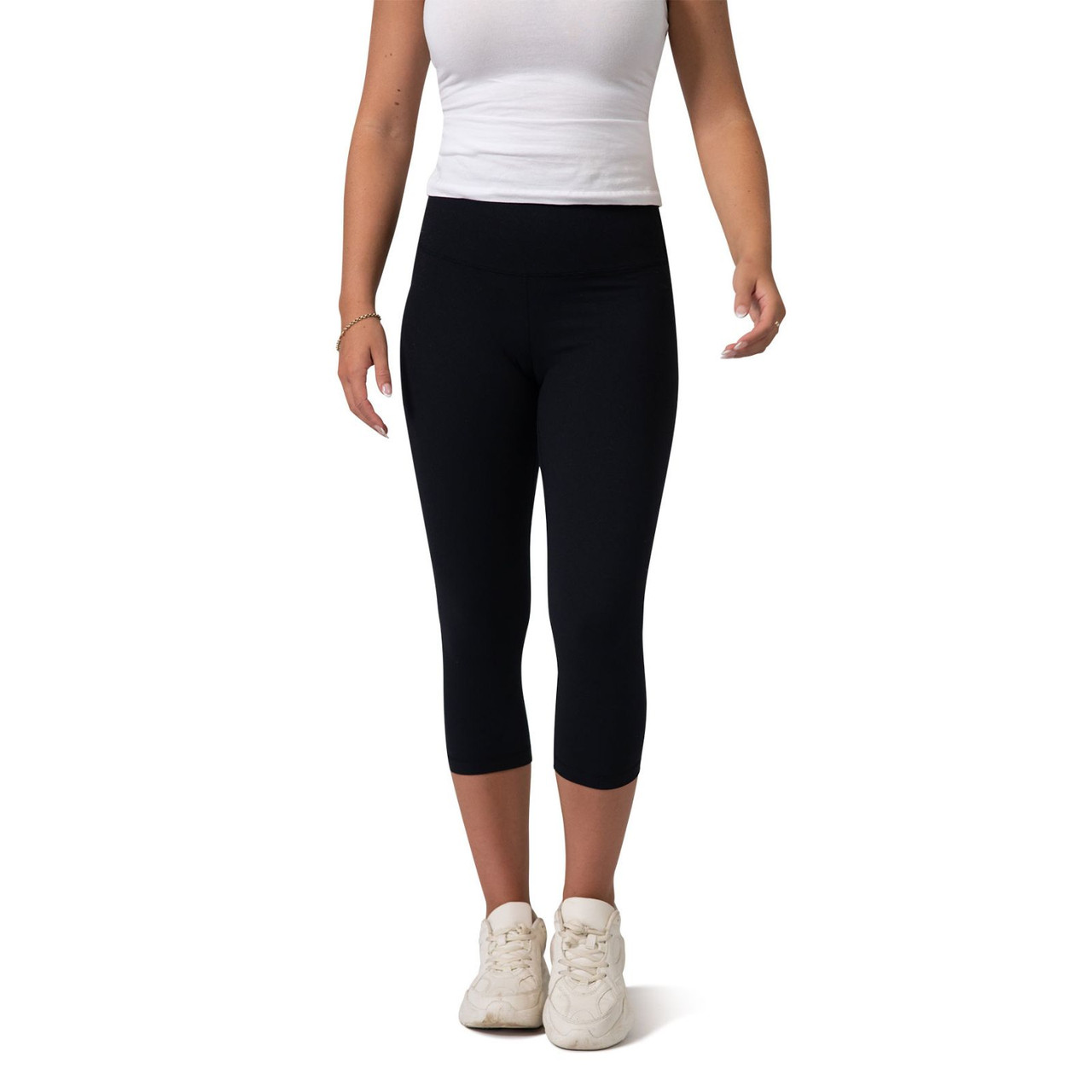 Ladies Black High Rise 3/4 Length Leggings