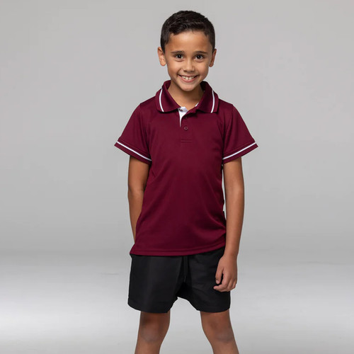 Kids Contrast Mesh Knit Poly Polo Shirt