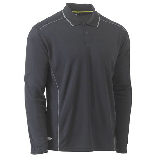 Bisley Cool Mesh Polo with Reflective Piping - Charcoal Grey