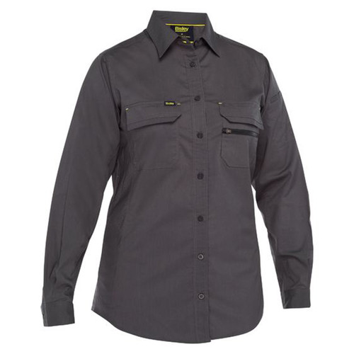 Bisley Womens X Airflow Stretch Ripstop Shirt in Charcoal Grey