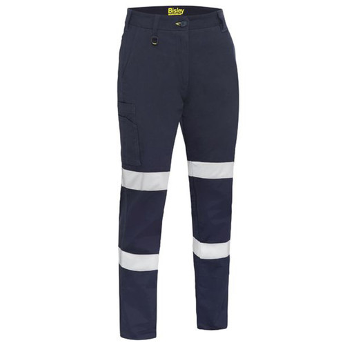 Bisley Womans Taped Stretch Cotton Drill Cargo Pants in Navy