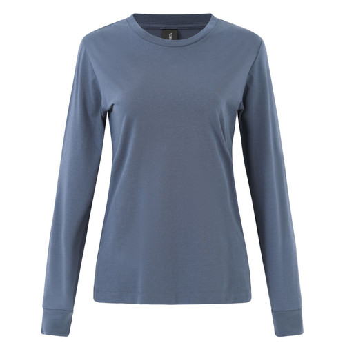 Ladies Premium Cotton Face Jersey Long Sleeve Tee - Slate Blue