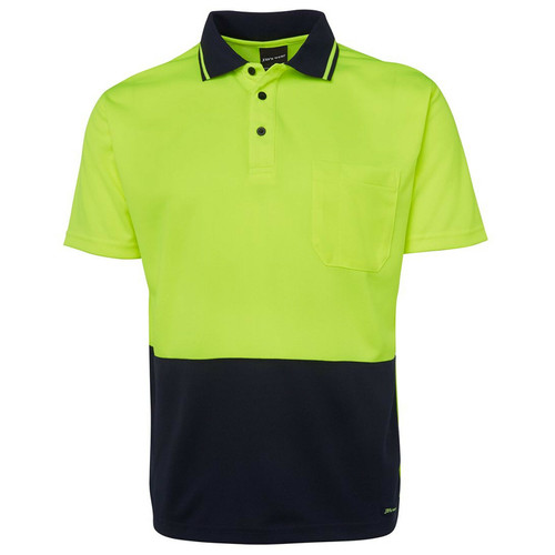 Adults Hi Vis UPF 50+ Non Cuff Easy Care Polo - 6HVNC | Lime.Navy