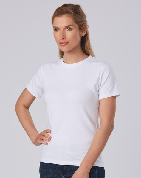 Adults Plain Ladies Thick Stretchy Fitted Tshirt, lifestyle photo