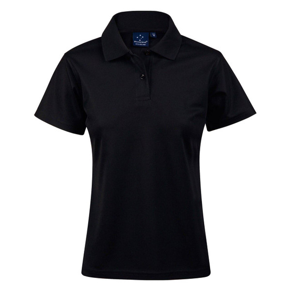 Ladies Plain CoolDry Short Sleeve Polo Shirt - PS82 | Black Ladies Plain CoolDry Short Sleeve Polo Shirt - PS82 | Black