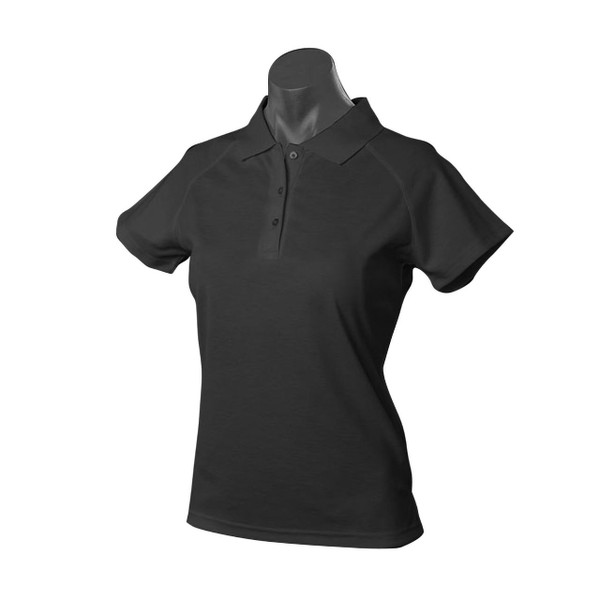 Ladies DriWear Poly Cotton Pique Knit Polo Shirt - 2306 | Black