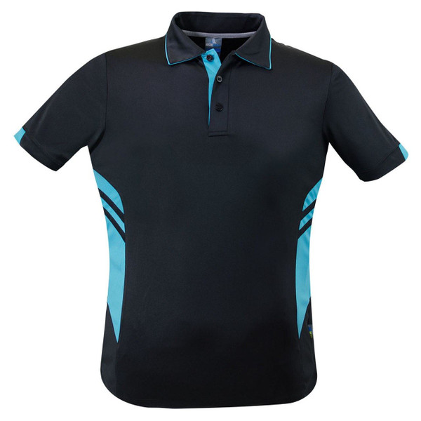 Plain Kids Contrast Sports Polo Shirt - 3311 | Black.Cyan