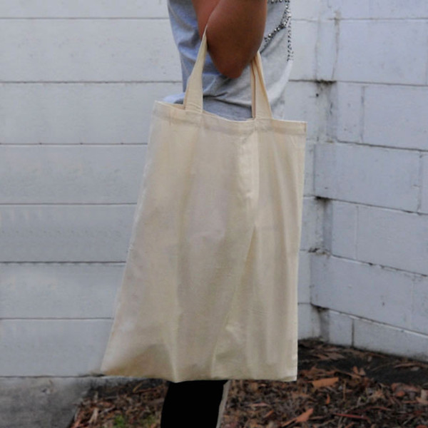 Plain Cotton Calico Bags | Natural Short Double Handles