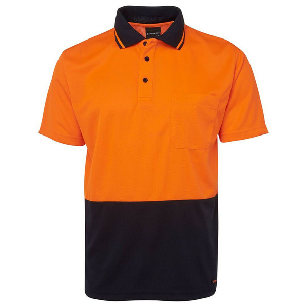Adults Hi Vis UPF 50+ Non Cuff Easy Care Polo - 6HVNC | Orange.Navy