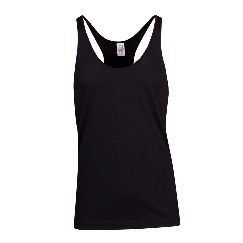 Mens Plain Athletic T-Back Racerback Singlet - T409SG | Black