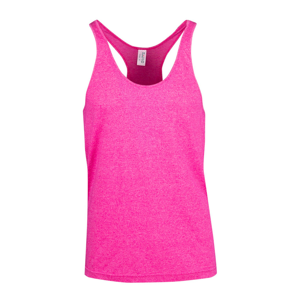Mens Plain Athletic T-Back Racerback Singlet - T409SG | Hot Pink Heather