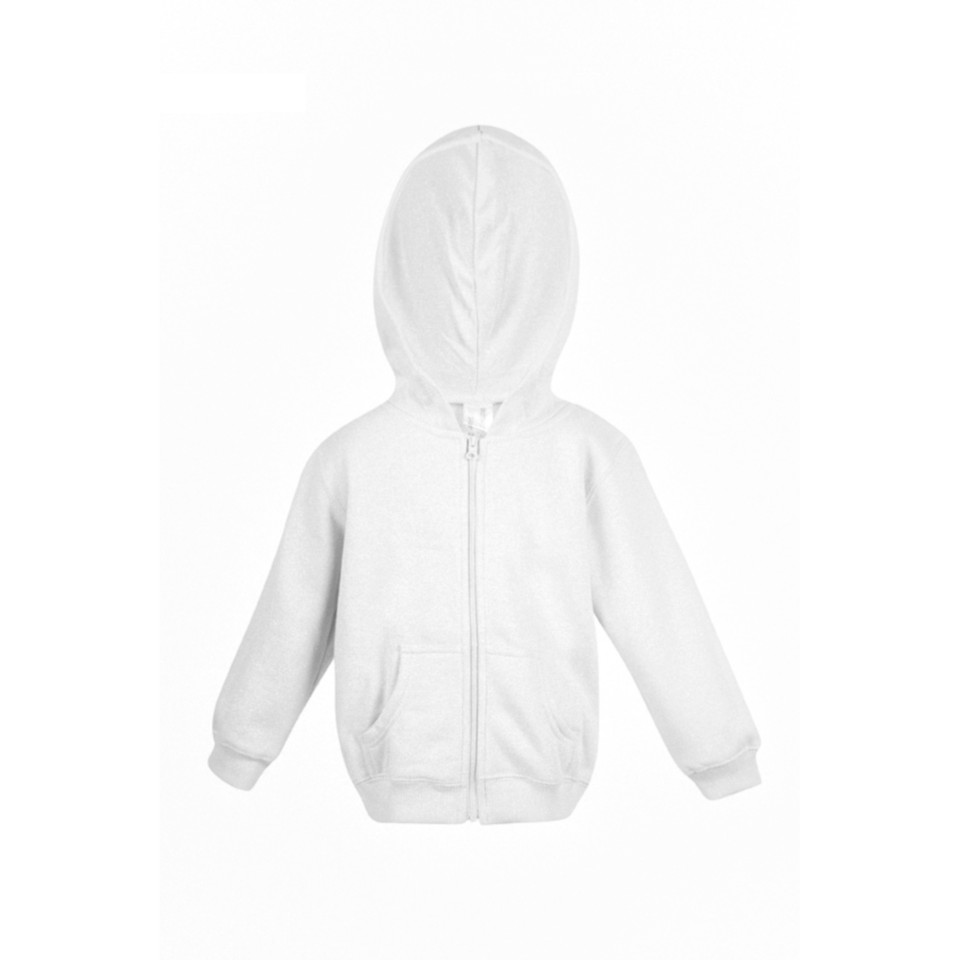 Plain Baby Fleece Zipper Hoodie - F100ZZ | White