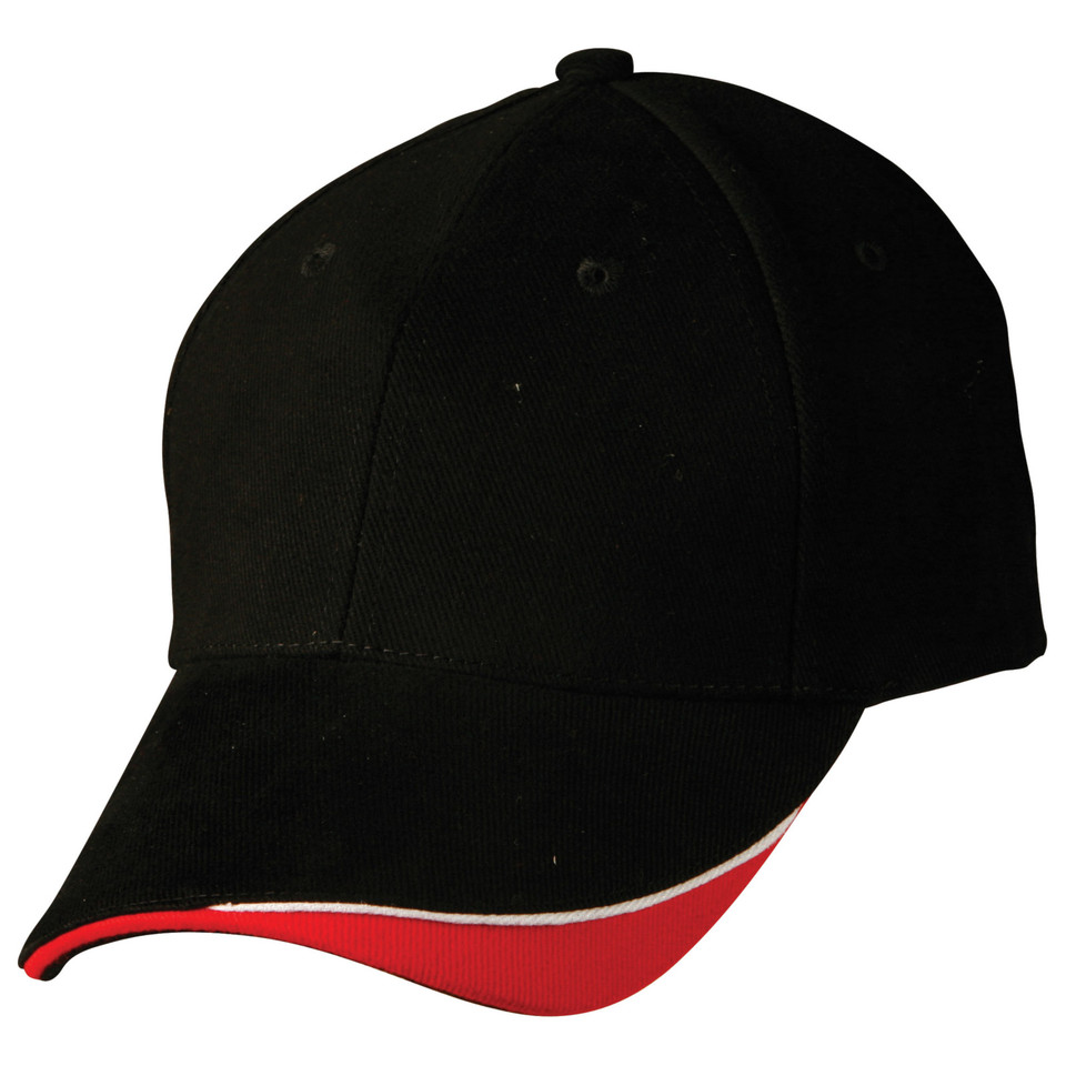 Triple Colour 6 Panels Sandwich Baseball Cap - CH68 | Black.White.Red