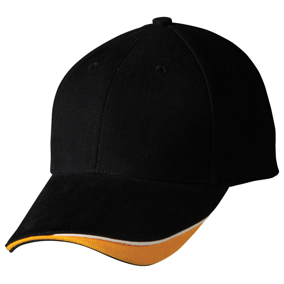 Triple Colour 6 Panels Sandwich Baseball Cap - CH68 | Navy.White.Gold