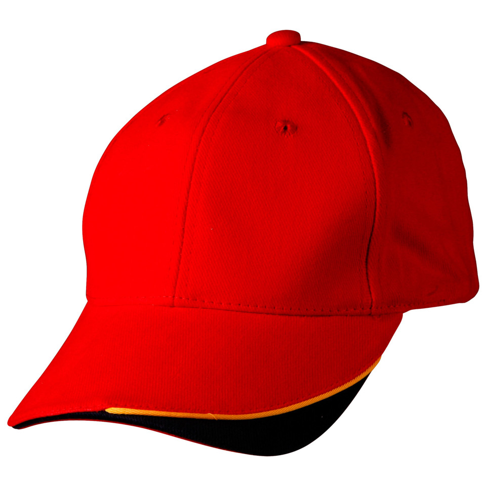 Triple Colour 6 Panels Sandwich Baseball Cap - CH68 | Red.Gold.Navy