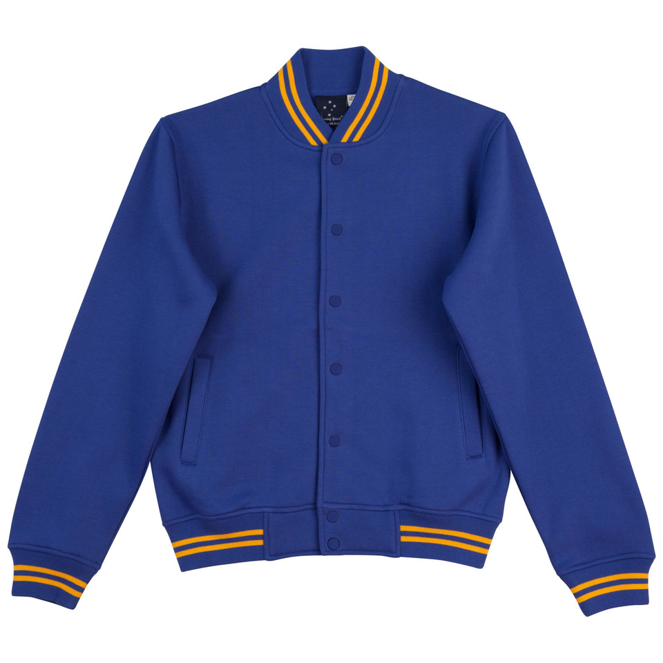 Adults Plain Varsity Fleece Letterman Jacket - FL11 | Royal.Gold