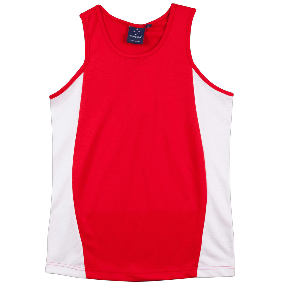 Mens Plain TrueDry Contrast Sports Singlet - TS19A | Red.White