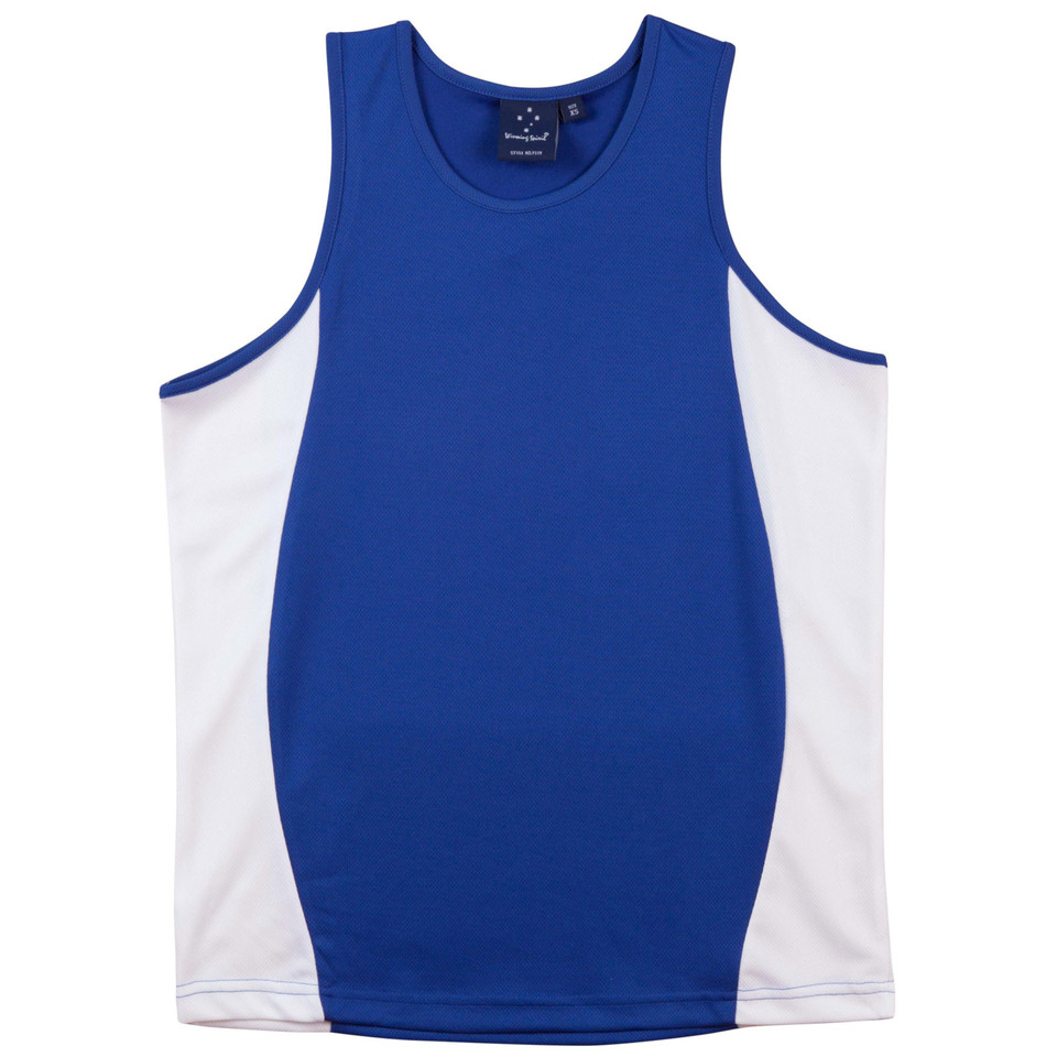 Mens Plain TrueDry Contrast Sports Singlet - TS19A | Royal.White