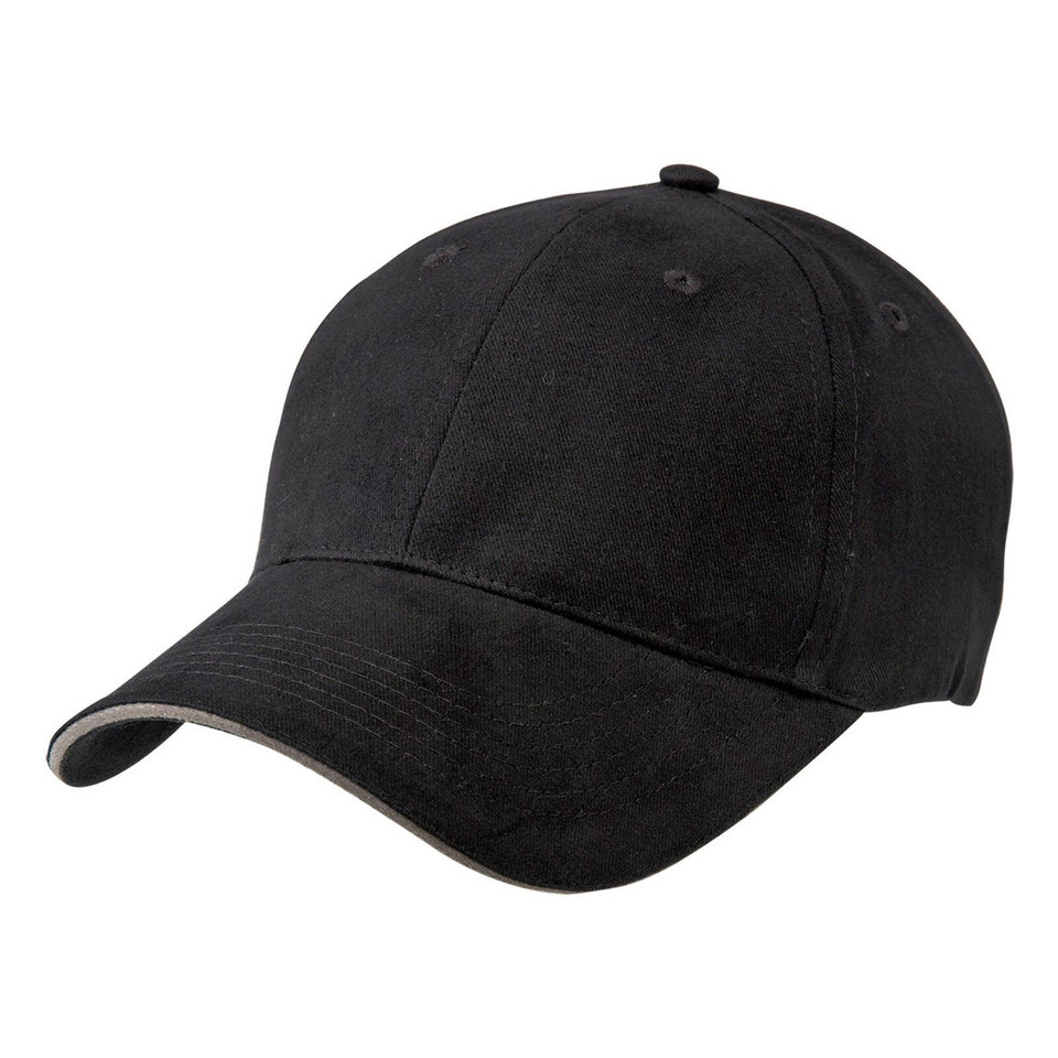 Adults Premium 6 Panels 100% Cotton Cap - 8001 | Black.Grey