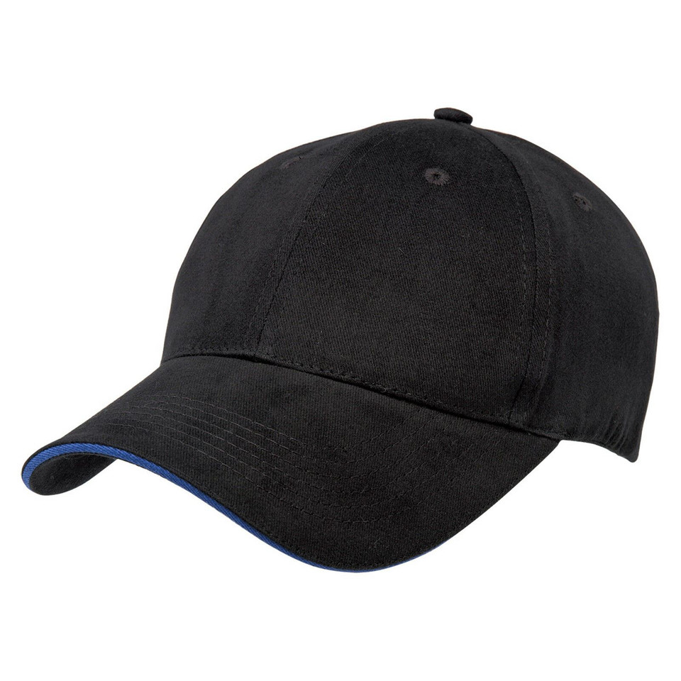 Adults Premium 6 Panels 100% Cotton Cap - 8001 | Black.Royal