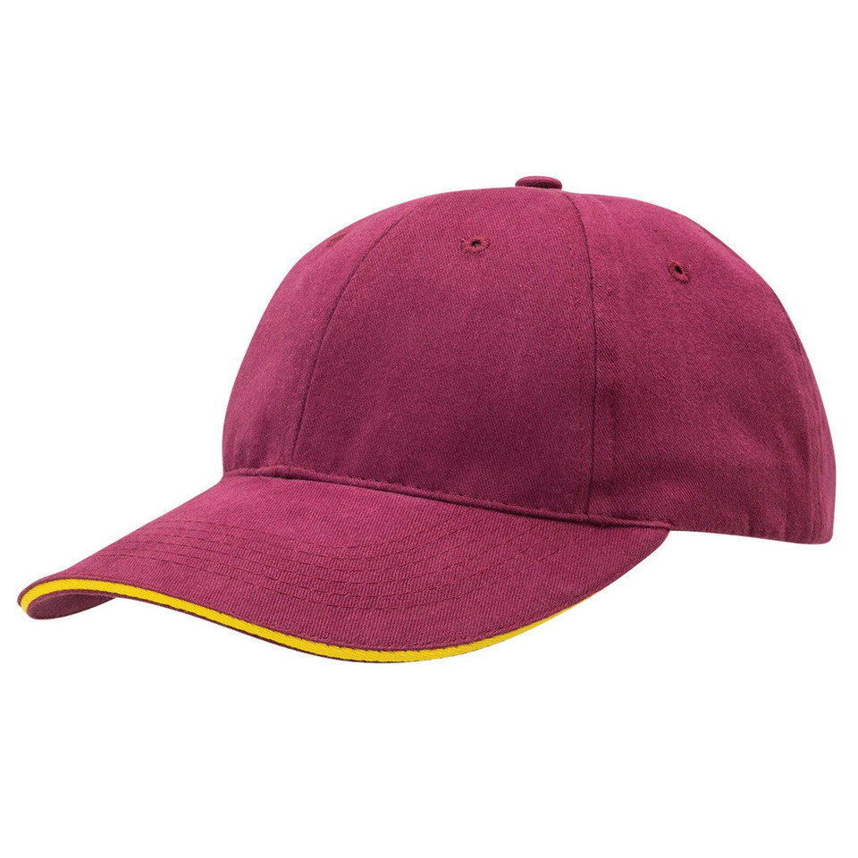 Adults Premium 6 Panels 100% Cotton Cap - 8001 | Maroon.Gold