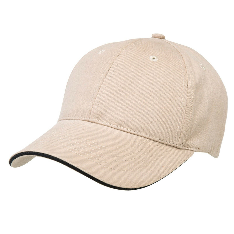 Adults Premium 6 Panels 100% Cotton Cap - 8001 | Natural.Black