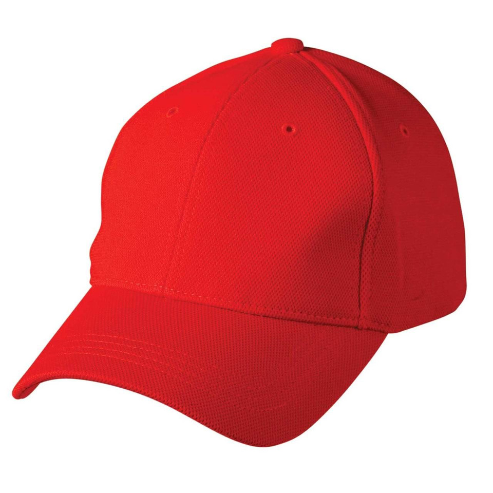 Adults Plain Structured Pique Mesh Baseball Cap - CH77 | Red