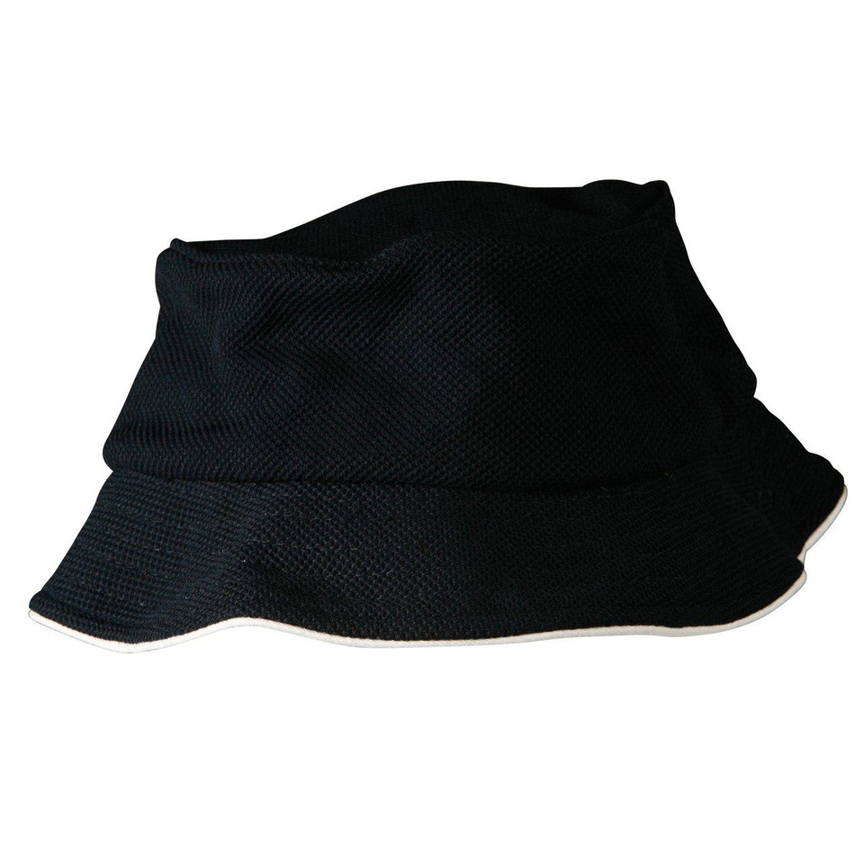 Adults Plain Sun Smart Pique Mesh Sandwich Bucket Hat - CH71 | Navy.White